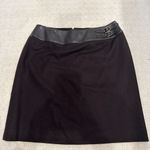 Petite Sophisticate Black A-Line Skirt Faux Leather Waist Buckle Detail Size 4 Photo 1