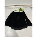 Sexy night out top Black Silk Off‎ Shoulder Bell Sleeve Blouse Sz 4 Photo 7