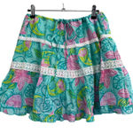Lilly Pulitzer  Bliss Blue Lazy Paisley Skirt Small Ruffle Lace Tiered Resort‎ Photo 0