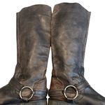 Steve Madden Judgemnt Distressed Black Leather Fleur-De-Lis Riding Boots, Sz 10 Photo 7