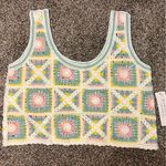 Kirious  Los Angeles Crochet pink yellow green and white Crop Top Size Small. Photo 0