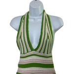 Green Pink & White Stripe Knit Halter Dress Swim Cover Photo 2