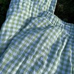 American Eagle  Women Regular Fit Gingham Pattern Wide Leg Pants, Green Photo 3