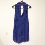 Free People  New Romantics Size Medium‎ Blue Embroidered Tassel Tunic Sleeveless Photo 6