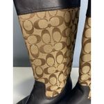 Coach Chrissi Riding Boots 7.5B Black Leather Brown Signature Logo Tall Boots Photo 1