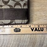 Coach  Legacy Signature Leather Trim Wristlet Monogram Canvas Brown Gold Tone Photo 7