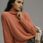 Maeve  by Anthropologie Dakotah Pink Oversized Turtleneck Sweater - Size - XXS Photo 0