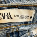 ZARA  Women's The 90s Bermuda High Rise Cut Off Denim Shorts Size 4 Light Blue Photo 9