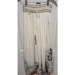 ZARA Women 100% Cotton White Maxi A-Line Skirt Ocean Embroidered Lined Tassel M Photo 4