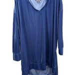 Roamans 22W 24W Hoodie 1X Top Velour Blue Hoodie Hooded Pullover Long Sleeve 457 Photo 0