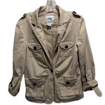 Live a Little  Tan Soft Jacket Size Small Pockets Button Up Collar Pockets Photo 0