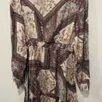 Elegant Patterned Long Sleeve Dress by Miss u Size M Brown Size M Photo 0