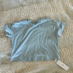 CRZ Yoga  Pima Cotton Short Sleeves Cropped Crew Neck, Blue Linen, XS Photo 2