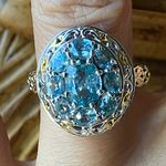 Genuine Blue Zircon Sterling Silver Cocktail Ring Size 7 Photo 0
