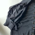 XOXO crop lace short sleeve knit sweater top black large Photo 2