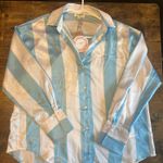 Umgee  Light Blue-White Stripped Blouse Photo 1