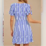 Lulus  Sun On My Side Blue‎ White Striped Tie Front Cutout Skater Dress MEDIUM Photo 3