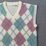 Vintage Carriage Court Pastel Argyle Sweater Vest Pink Green White Size Small Photo 2