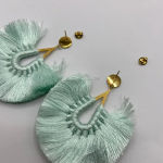 Teal Light Blue‎ Stud Dangle Earrings Threaded Blue Photo 2