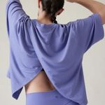 Athleta  ADONIS BLUE CREW NECK SHORT SLEEVE BLISS SWEATSHIRT TEE TOP SMALL Photo 0