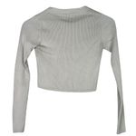 ZARA Cropped V Neck Long Sleeve Fitted Ribbed Knit Button Down Sweater XS Beige Photo 12