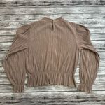 Pull & Bear  Women's Accordion Pleat Blouse XL Extra Large Tan Beige Light Brown Photo 3