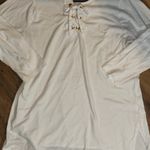 Michael Kors White Lace-Up Women's Top Cotton Blend Size Large Photo 4