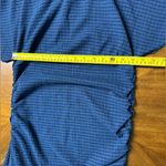 Bimba Y Lola Midi Dress Blue Black Stripe Side Rouching Flounce Bottom Size Med Photo 5