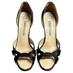 Manolo Blahnik Black Satin Heels Open Toe Sandals Evening Size 36.5 Photo 2