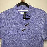 Jamie Sadock Womens Blue Marled Knit Short Sleeve Collared Shirt Top Medium Photo 2