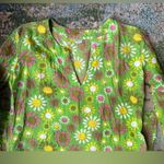 Vintage flower power green pink yellow cotton tunic, size medium Photo 6
