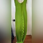 Sandro Zola Satin Midi Slip Dress FR38 US6 UK10 M Green Flared Ruched Photo 12