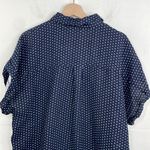 Dot Print Casual Top Batwing Sleeve Front Button Closure Cotton Blend size 2X Blue Photo 5