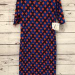 LuLaRoe  blue‎ red lattice print Julia dress Photo 3