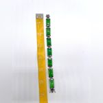 Chinese Vintage 925 Sterling Silver Apple Jade links Bracelet Green Photo 3