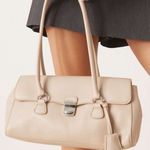 Mango MNG cream nude elongated clasp closure flap bag shoulder bag Photo 0
