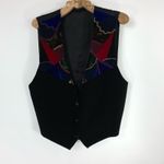 Vintage Crazy Quilt Patch Coastal Cowgirl Vest Large velvet Red Photo 4