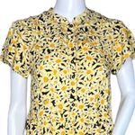 Topshop  Dress Womens 4 Petite Yellow Black Daisy Print Grandad Shirt‎ Dress Boho Photo 4