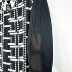 John Mark  Embroidered Blouse Top Womens Large V-Neck 3/4 Sleeve Boho Black White Photo 4