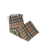 Cashmere Plaid Beige Black SoftLightweight Fringed Made in Scotland Scarf Tan Photo 2