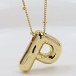 Bubble Balloon Letter P Initial Necklace Gold Photo 0