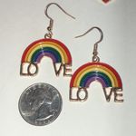 Colorful Rainbow Gold Tone Boho LOVE Earrings Red Photo 2