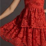 Anthropologie ANTHRO MAEVE RED LACE TIERED LINED MINI DRESS M Photo 7