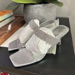 Black Suede Studio Cali SILVER Glitter Slide Sandal Womens Size 38.5 Photo 4