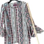 Sweet Sinammon Jacket L Multicolor Woven Aztec Open Bell Sleeves Boho Western White Size L Photo 7