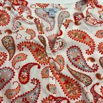 Croft & Barrow  Split Neck Shirt Dress Integrated Belt Red Orange Paisley Size XL Photo 12