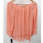 AGB Pink Peach Long Sleeve Built In Bra Top Women's Size X Photo 1