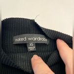 Naked Wardrobe Womens Size XS Black Mock Neck Ribbed Long Sleeve Cropped Shirt Photo 1
