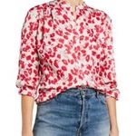 Equipment NWT  Nerine Floral Long-Sleeve Button-Down Top Sky Gray Satin Blouse Photo 0