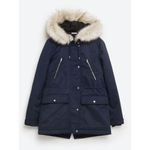 ZARA ✨HP✨ Navy Fur Lined Parka with Detachable Hood✨ Photo 1